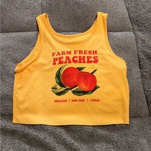 Yellow 'Farm Fresh Peaches' cropped Tank Top